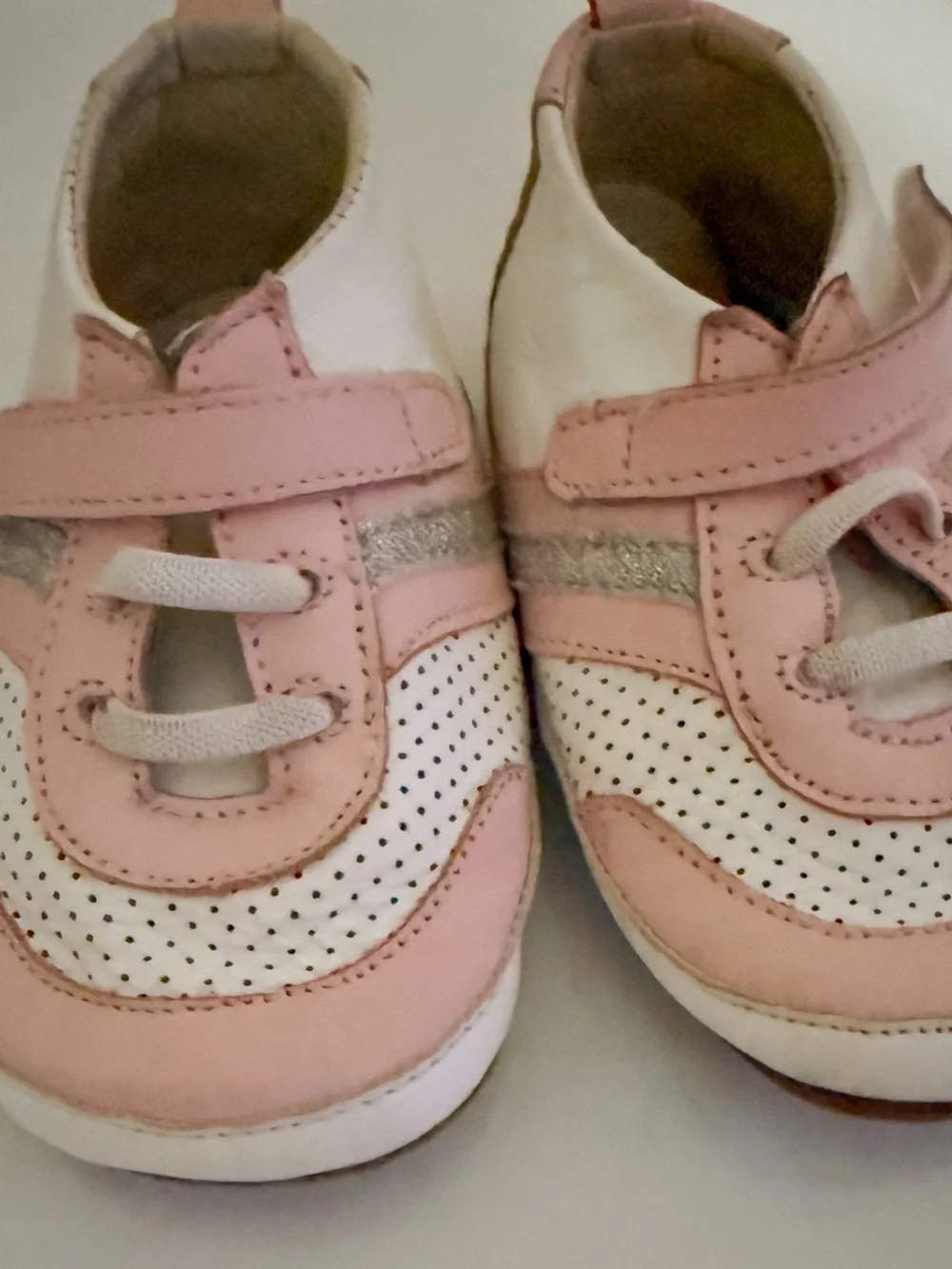 Robeez Girls Pink and White Athletic Sneakers